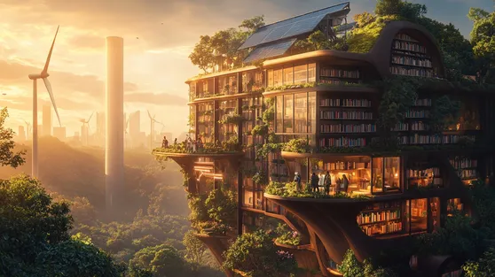 Solarpunk Library Building