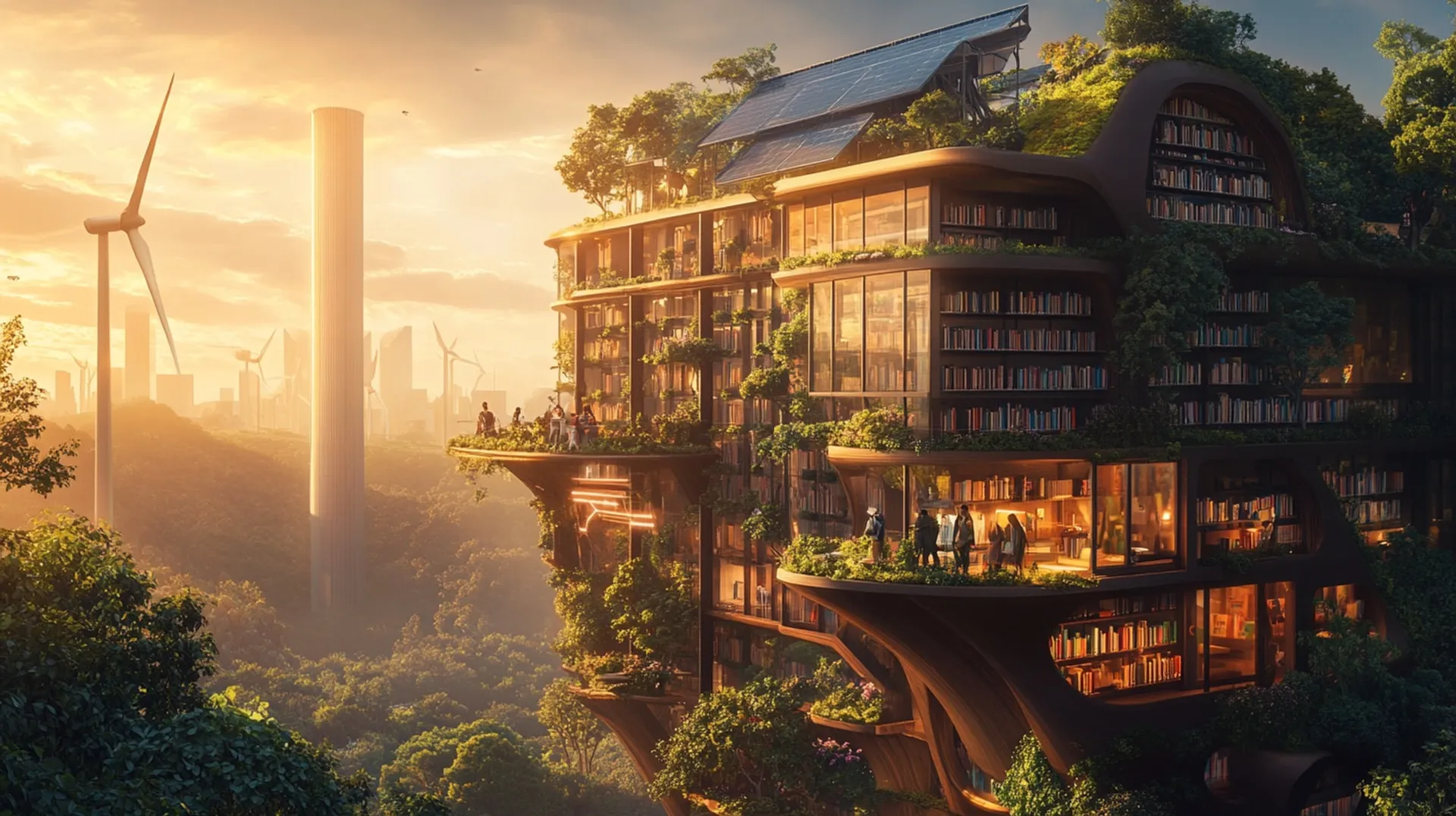 Solarpunk Library Building